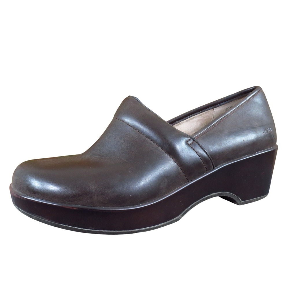 JBU Cordoba Women Wedge Clog‎ Size 10 M Casual Comfort Work Shoe Brown Leather